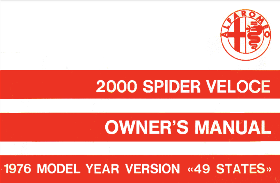 Spider 2000 Veloce USA manual
